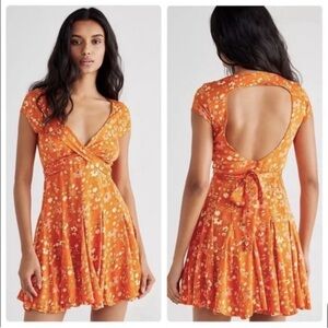 Free People Floral Orange Dress